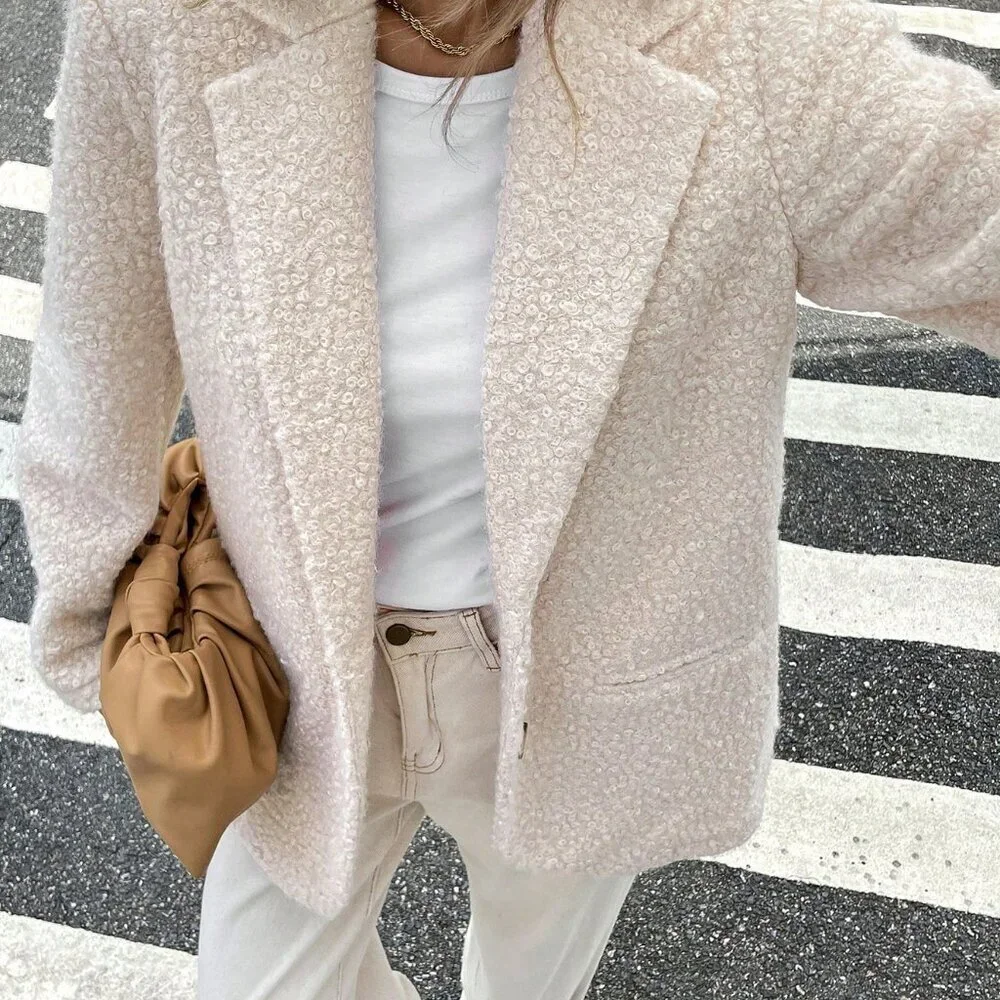 Apricot Casual Women's Stand Collar Long Sleeve Blazer Jacket - Picture 7 of 12